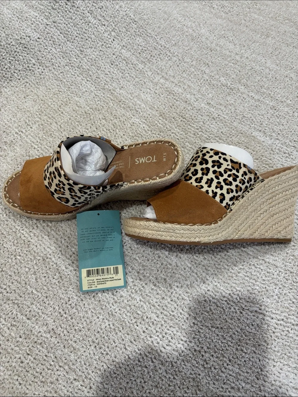 TOMS Leopard Print and Tan Espadrille Wedges